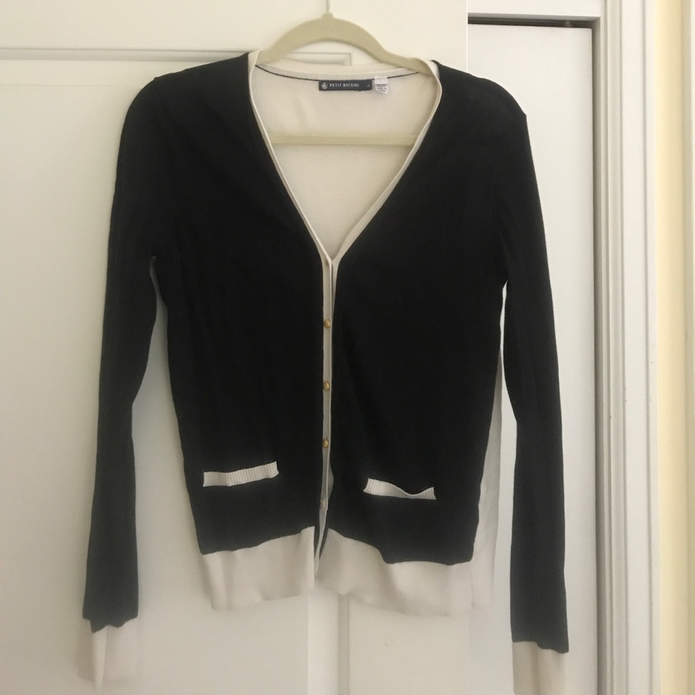 Petit Bateau France Black and White Cardigan